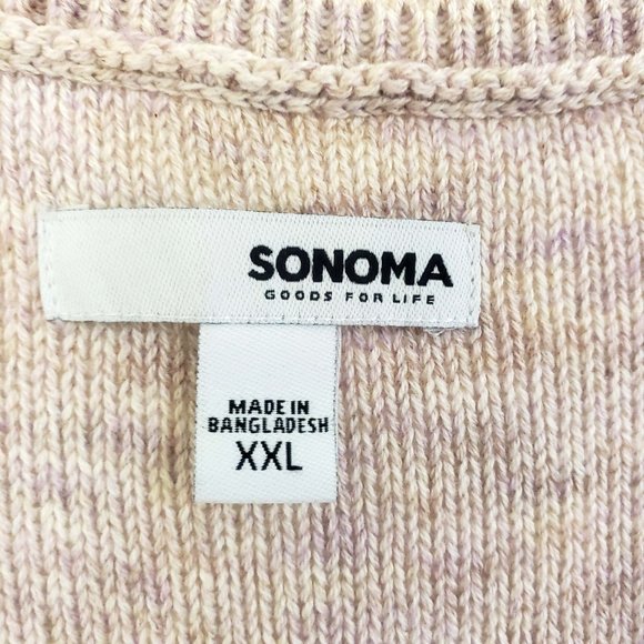 Sonoma Women's Creamy Pink Knit V Neck Long Sleeve Shirt Top Blouse Sweater - Picture 12 of 13